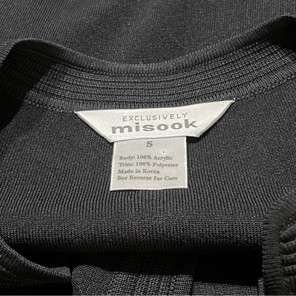 Exclusively MISOOK Black Leopard Cardigan Long Knit‎ Sweater Jacket Sz S Classic - Picture 9 of 11
